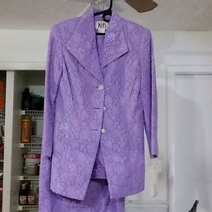 A purple lace suit size 10 made by KB